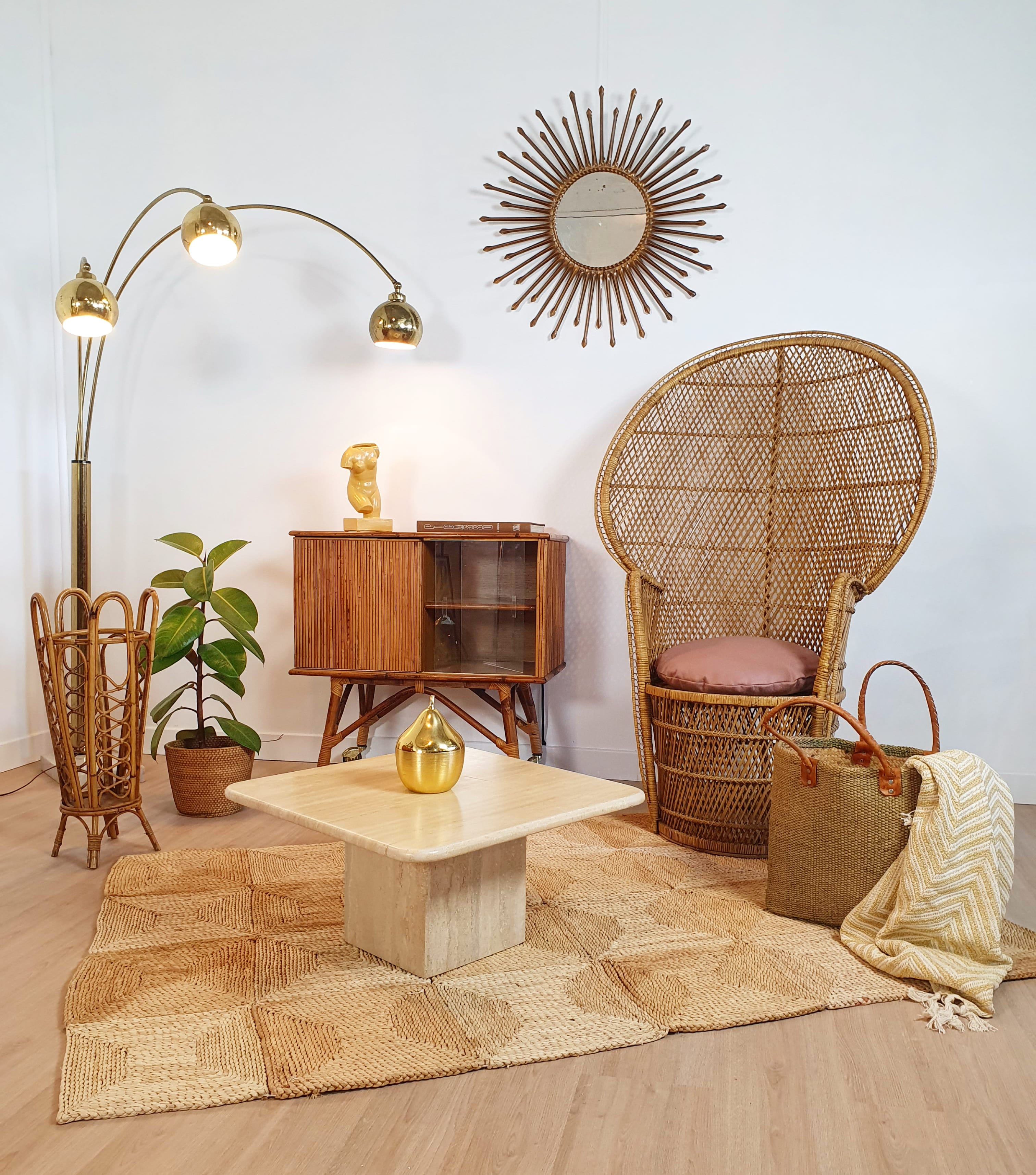 Side tables in travertine 70s