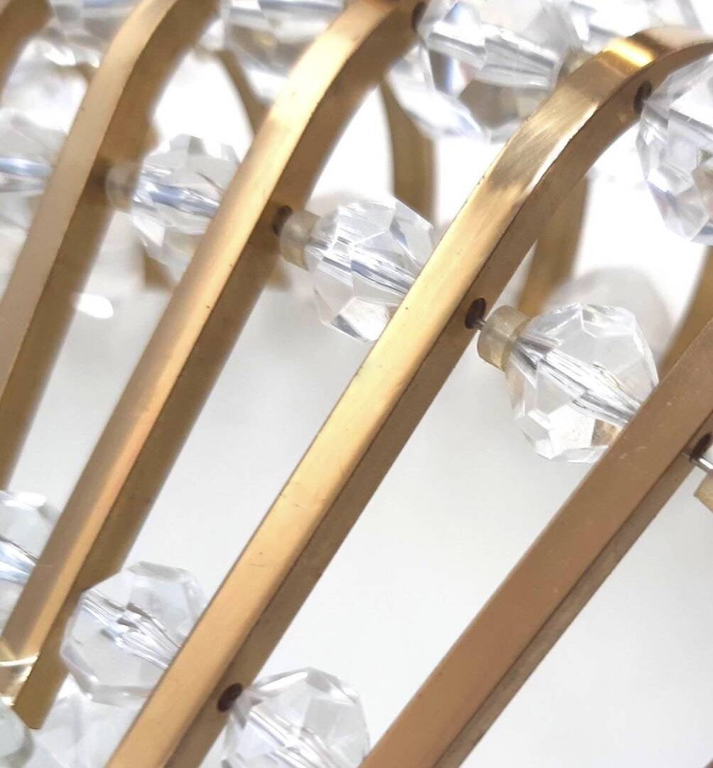 Glass and brass ceiling light by Ernst Palme Palwa 1970s
