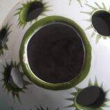 Lallier Moustiers vintage French vase bouquetière with floral decoration in faience.