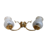 Paire appliques métal doré avec réflecteur verre moulé années 70 vintage