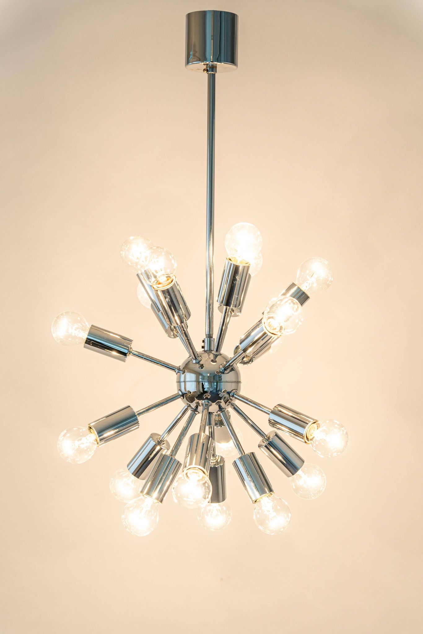 Small Atomium Sputnik space chrome pendant by Cosack, Germany, 1970s.