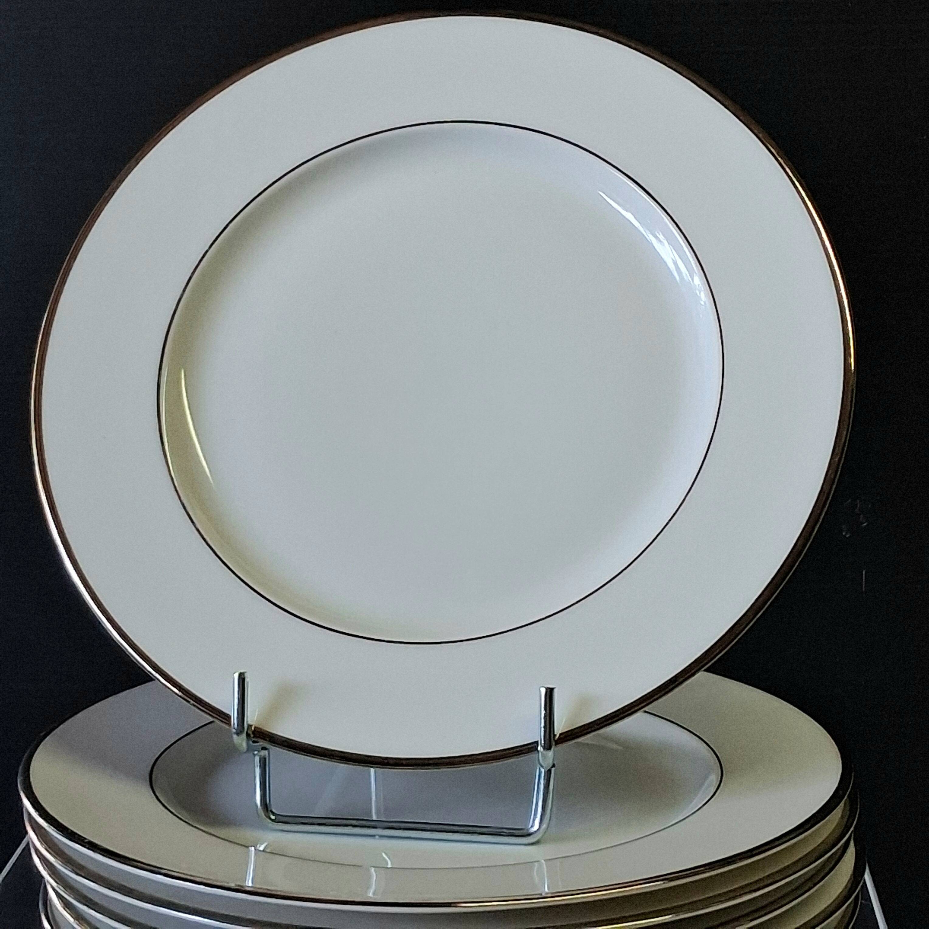 Set of 6 flat plates from Guy Degrène model "Galon Platine" in BE.