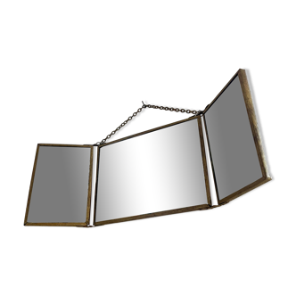 Vintage barber tryptic mirror 41x16cm