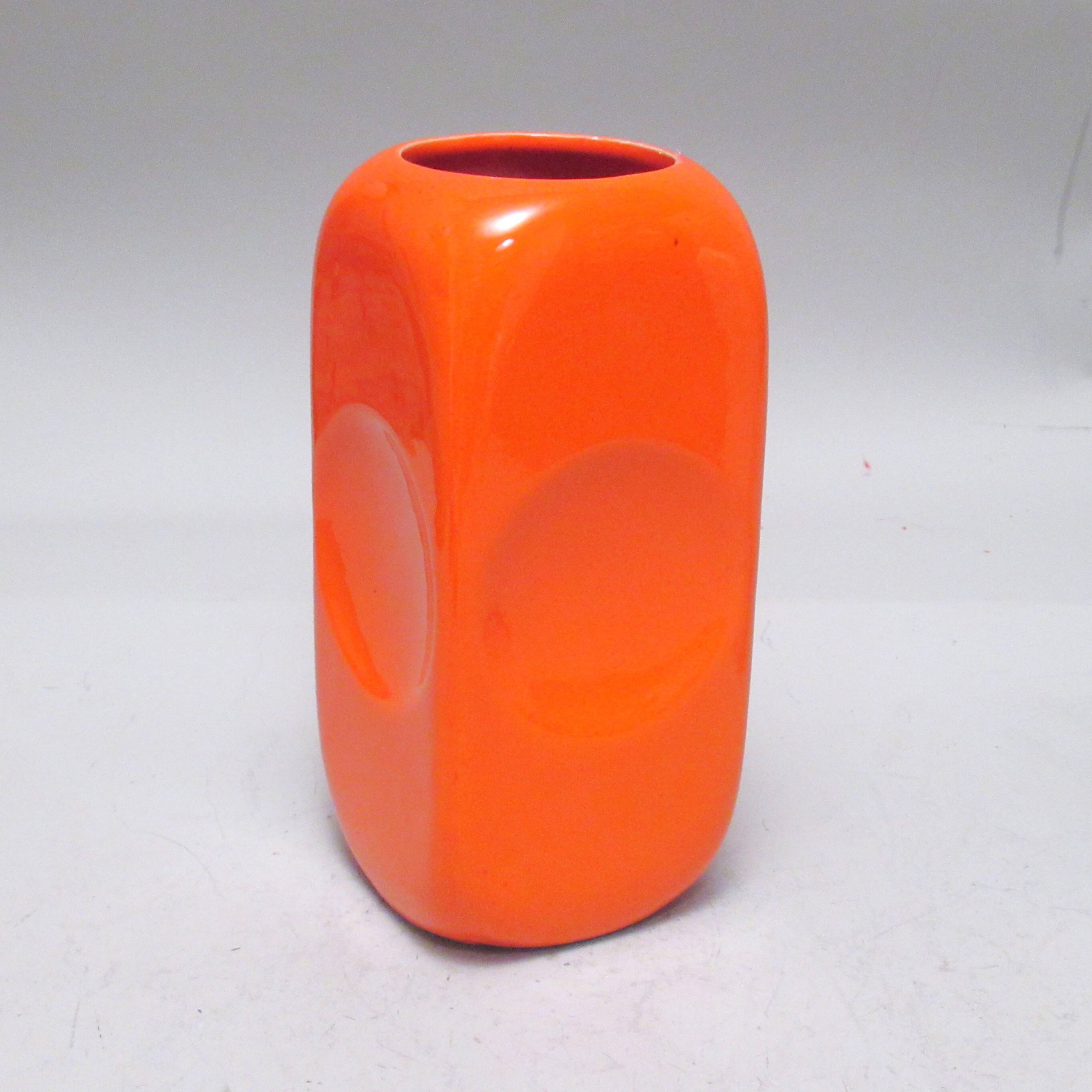 Orange rectangular vase Parravicini 1970s