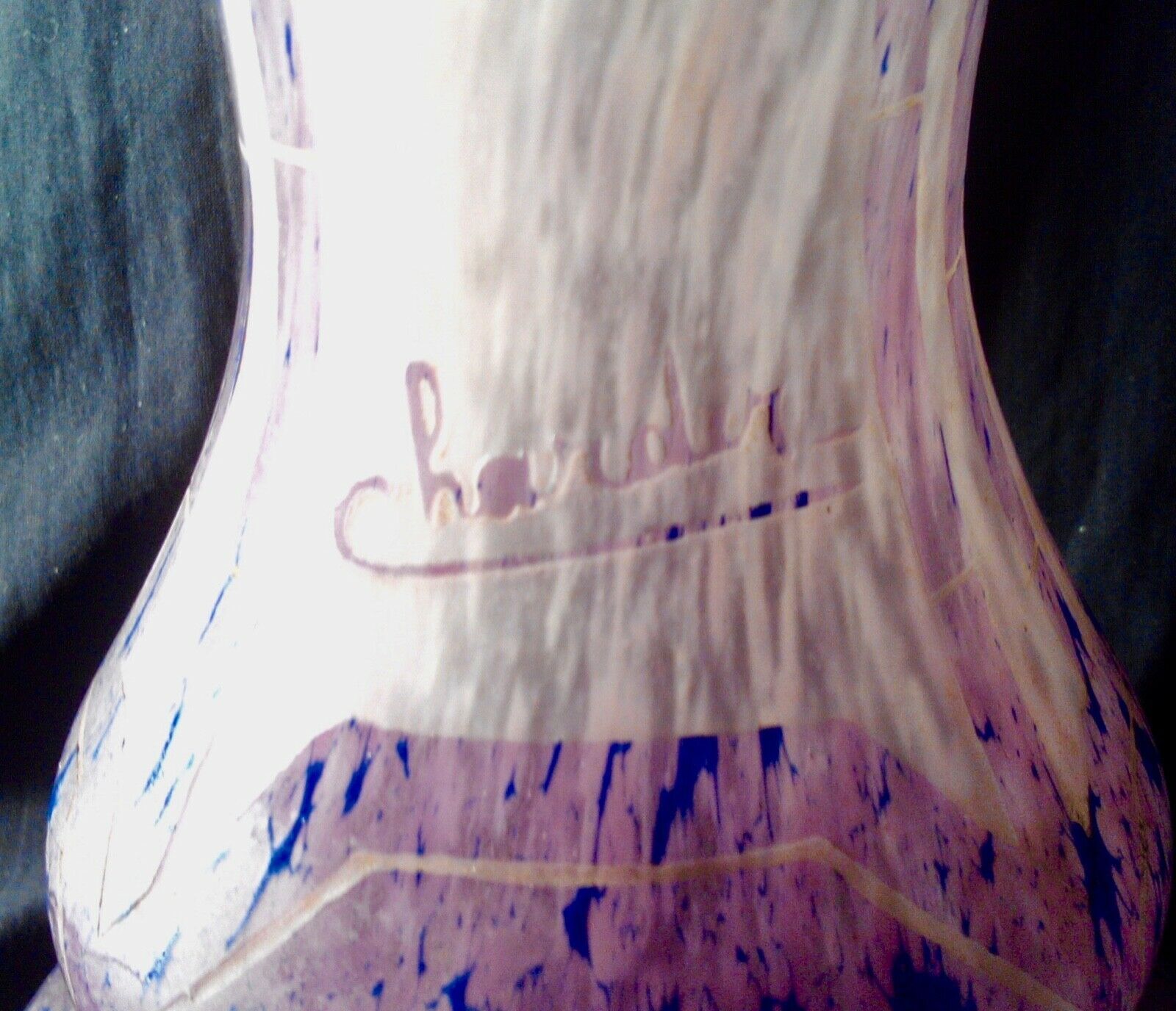 Vase 48 cm papyrus decoration the french glass - charder - schneider