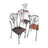 Ensemble de 4 chaises en fer forgé et assises cuir