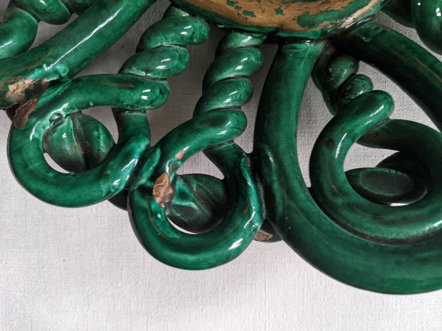 Vintage twisted artisan ceramic fruit bowl