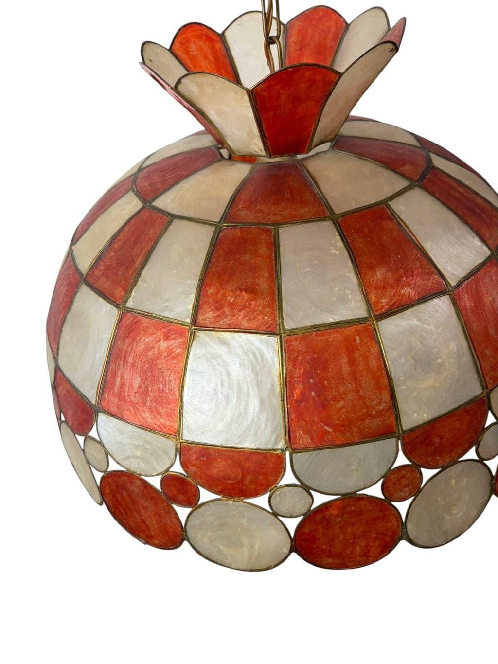 Suspension orange vintage en coquillage capiz, nacre
