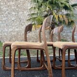 Set of 6 vintage baumann 1970 sled chairs