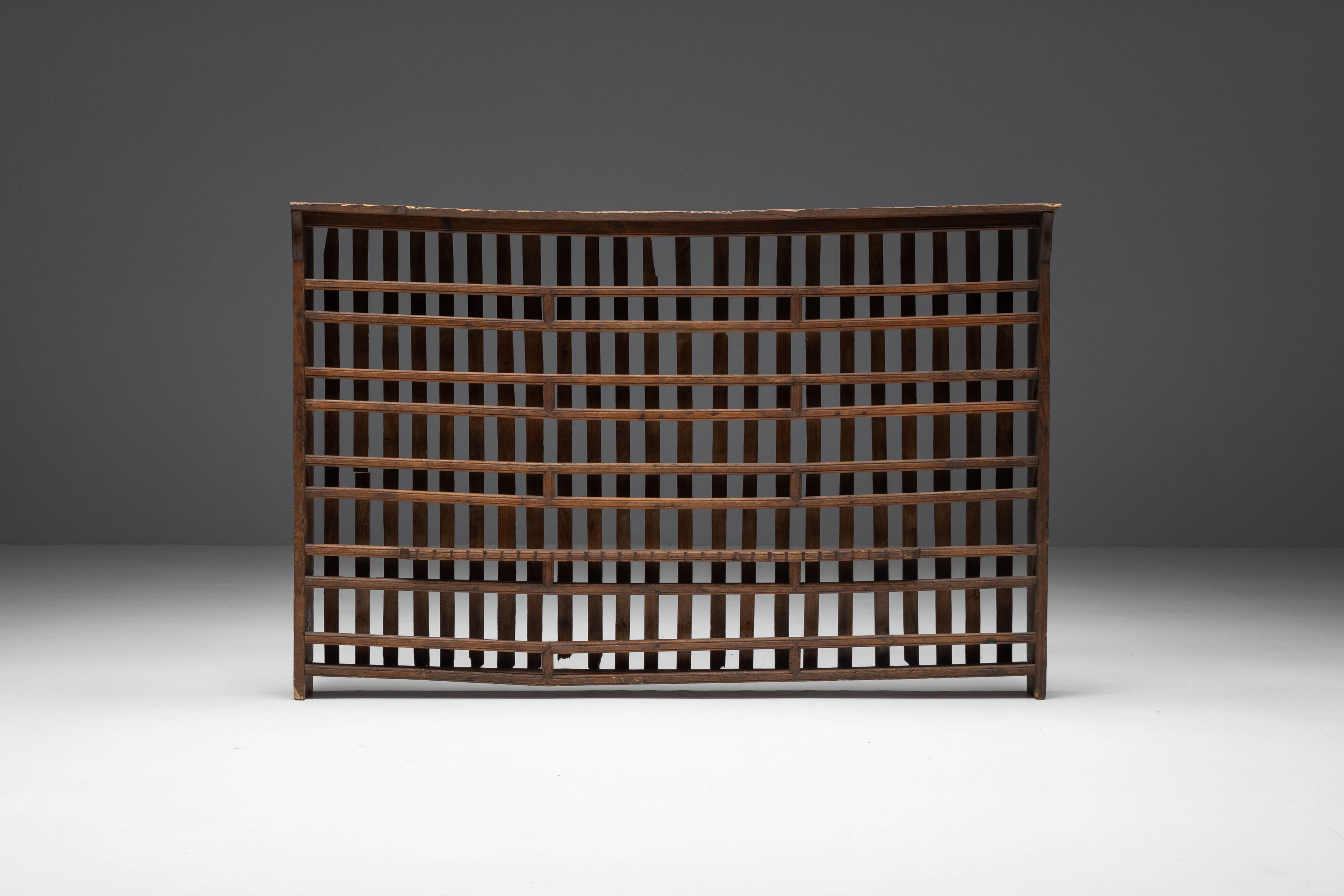 Rural Travail Populaire Shelving Unit, France, 19th Century