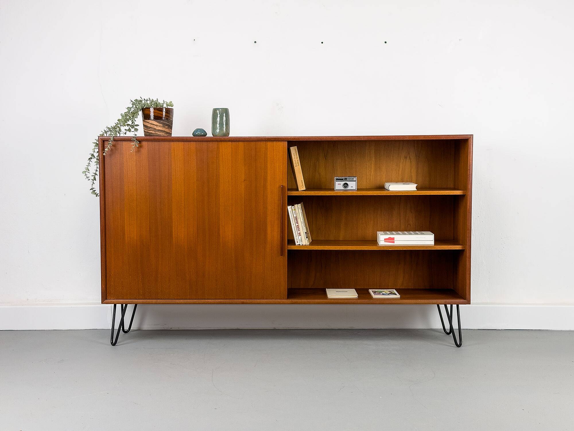 Teak Bookcase with One Sliding Door from Wk Möbel, 1960s