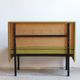 Bench padded bistro in khaki green leatherette 50/60