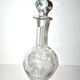 Vintage crystal decanter cut from star bevels and rice grains 1920-1930 bistrot