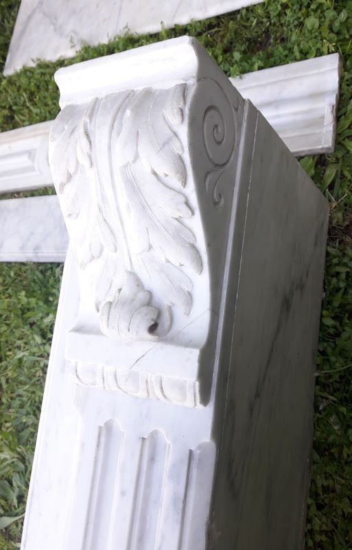 Old fireplace XIX° white marble