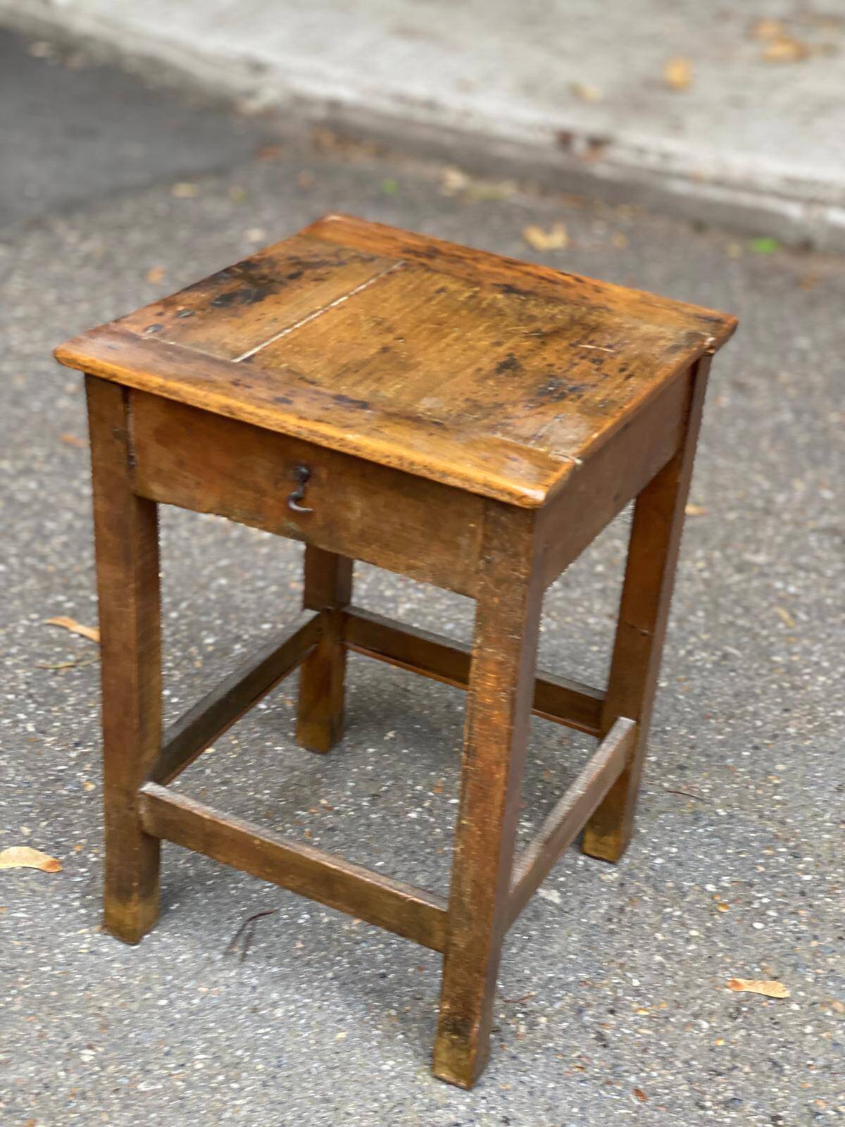 19th century farmhouse stool in solid oak