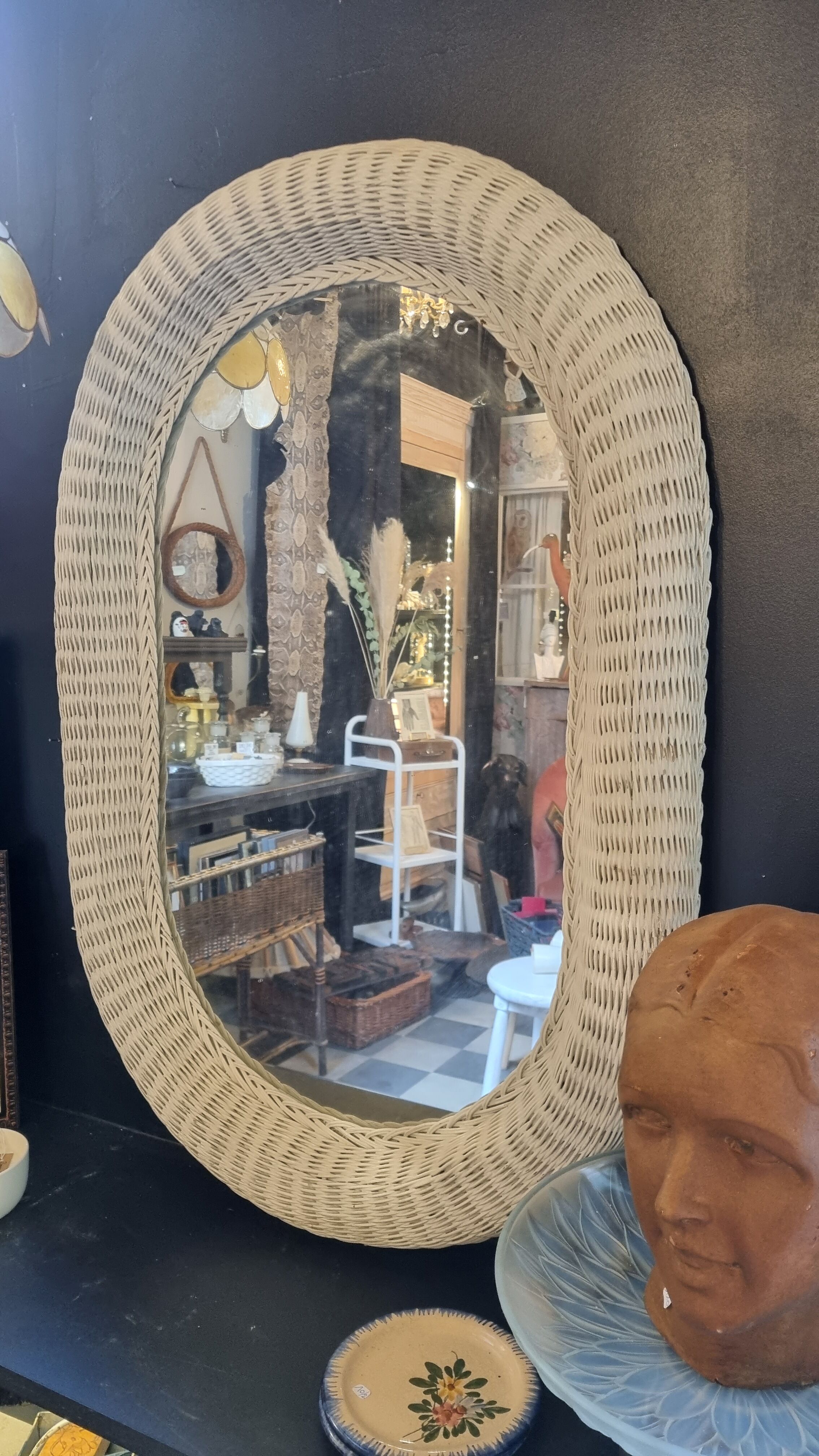 Rattan mirror 92cm