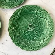 Trio of dessert plates gien model leaves in slip 50s