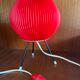Tripod lamp, pleated red rhodoid, 1950s, 60s design