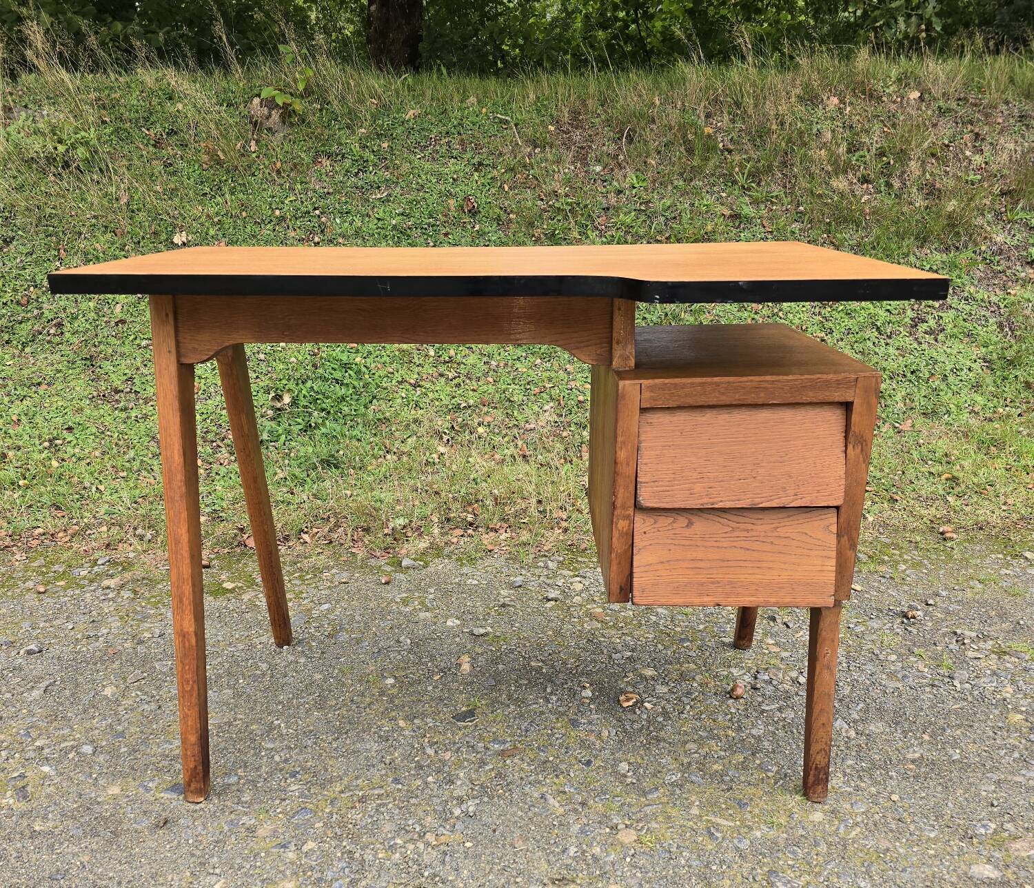 Scandinavian-style compass-legged desk, 1950s