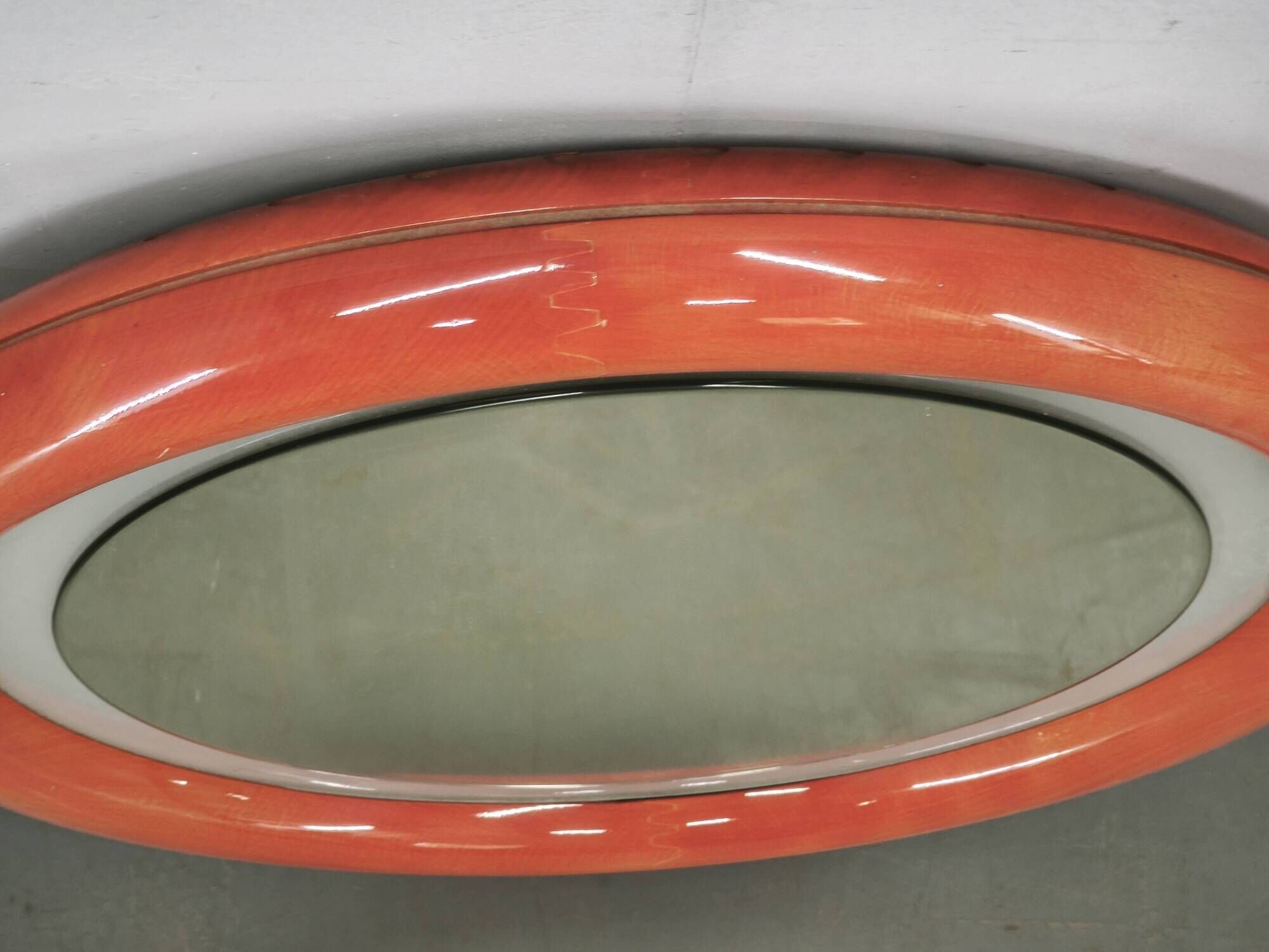 Italian Space Age Illuminated Round Wall Mirror, 1970s