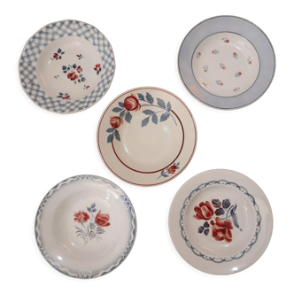 Lot de 5 assiettes creuses Digoin