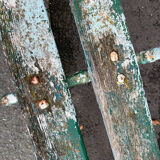 Old wooden and cast iron garden bench 2 m long – original patina