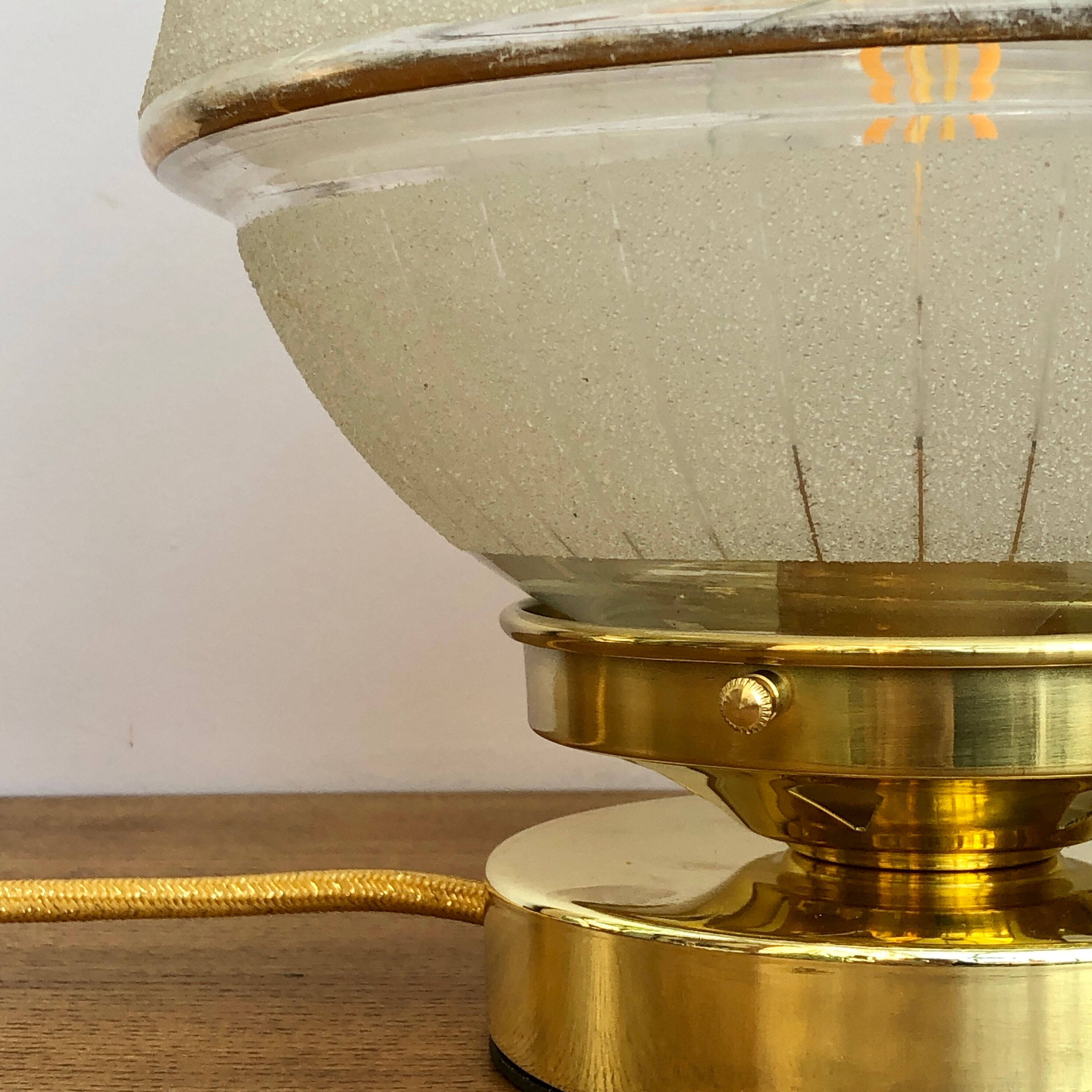 Vintage globe laying lamp in white frosted glass