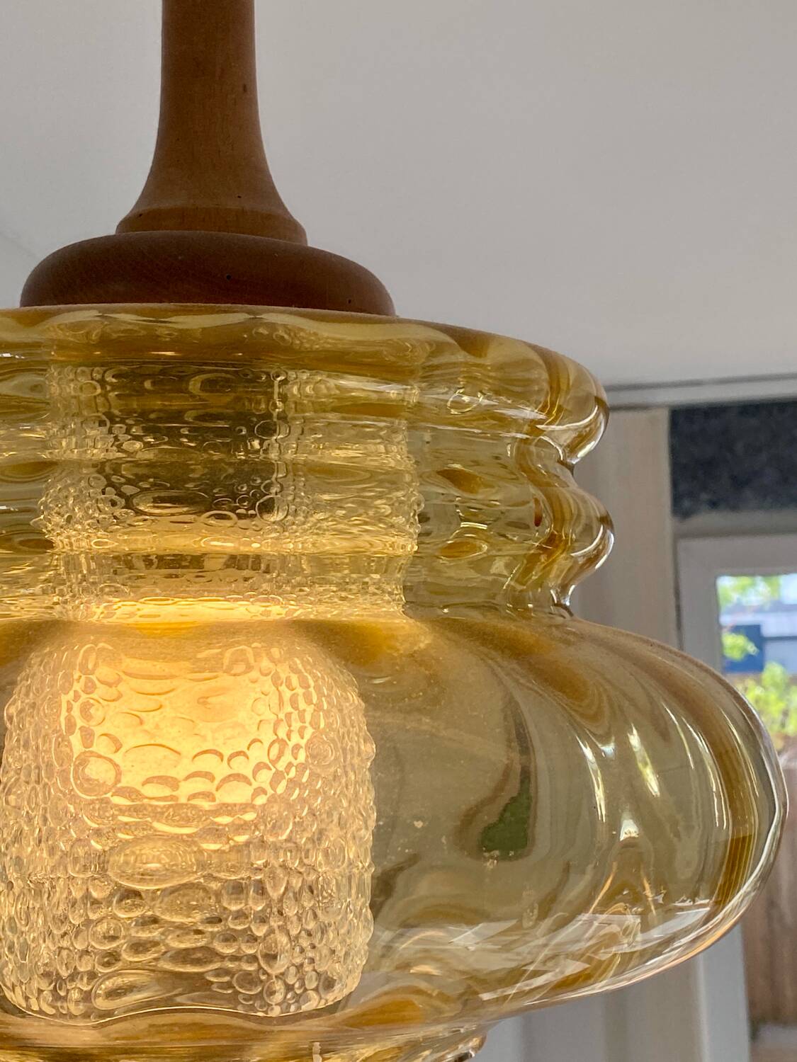 Trio of 3 glass chandelier suspensions GDR 1970 Veb Narva