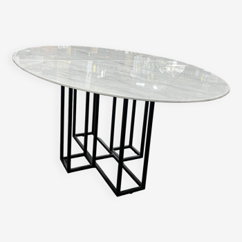 Oval marble dining table