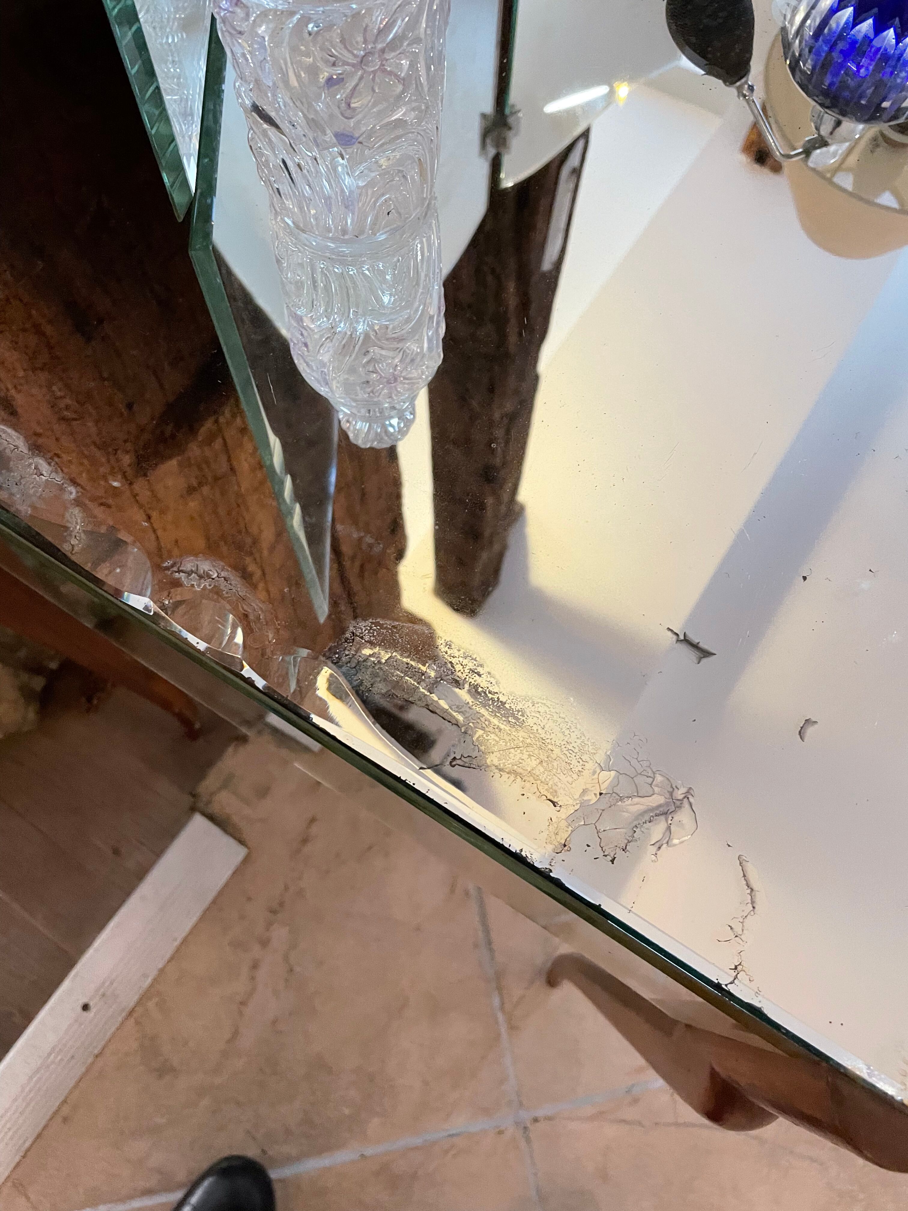 Glass-covered dressing table