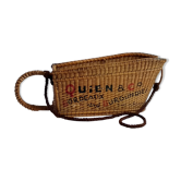 Old bottle holder in rattan Bordeaux Wines - Burgundy - Quien - Co. - 34cm
