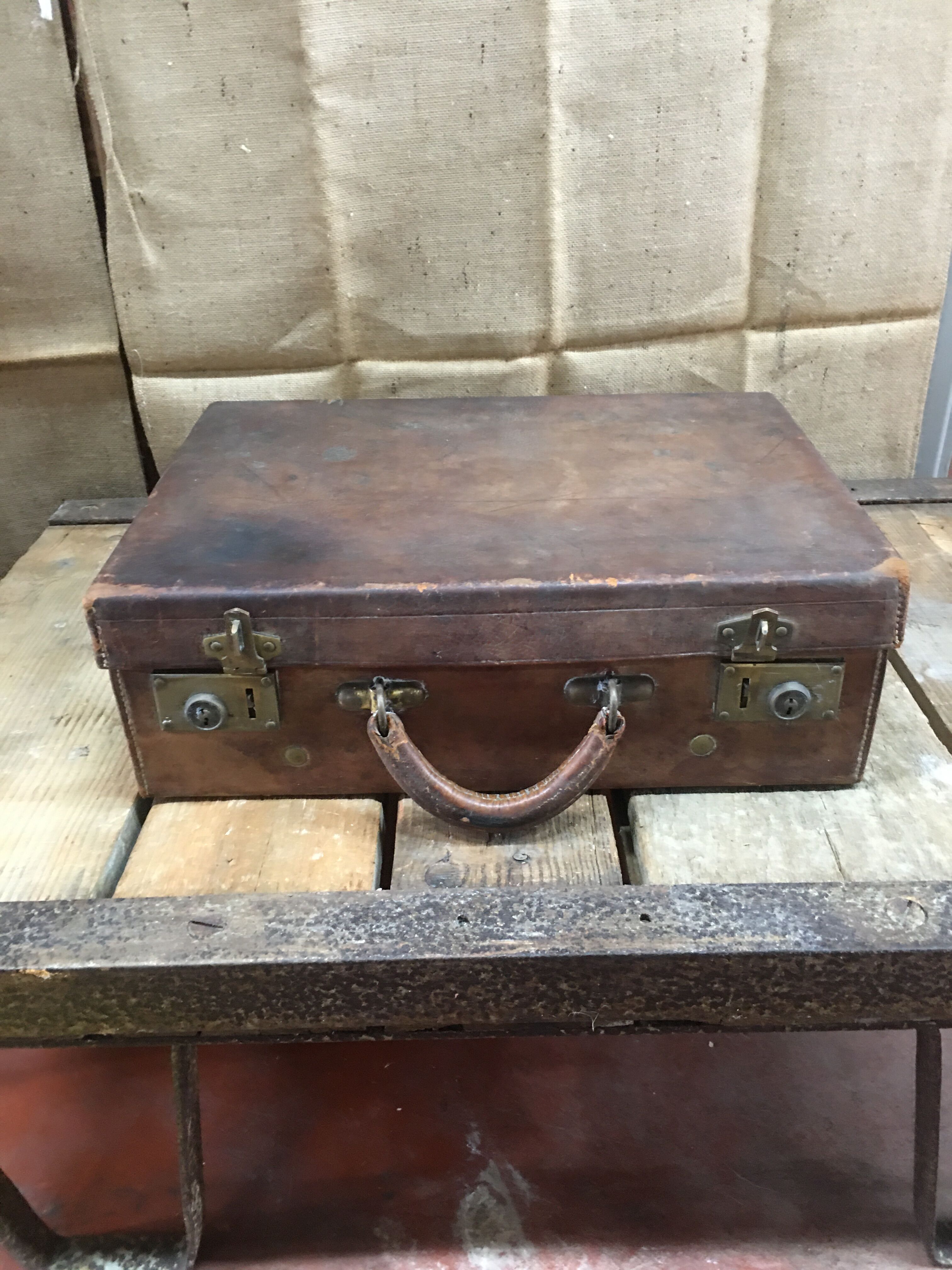 Lot of leather suitcases