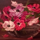 Oil on canvas - painting - Still life with anemones