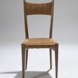 Pair of straw chairs, geneviève pons, 1950s