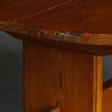 Primitive Swedish oval dining table in pine, early 20th century.