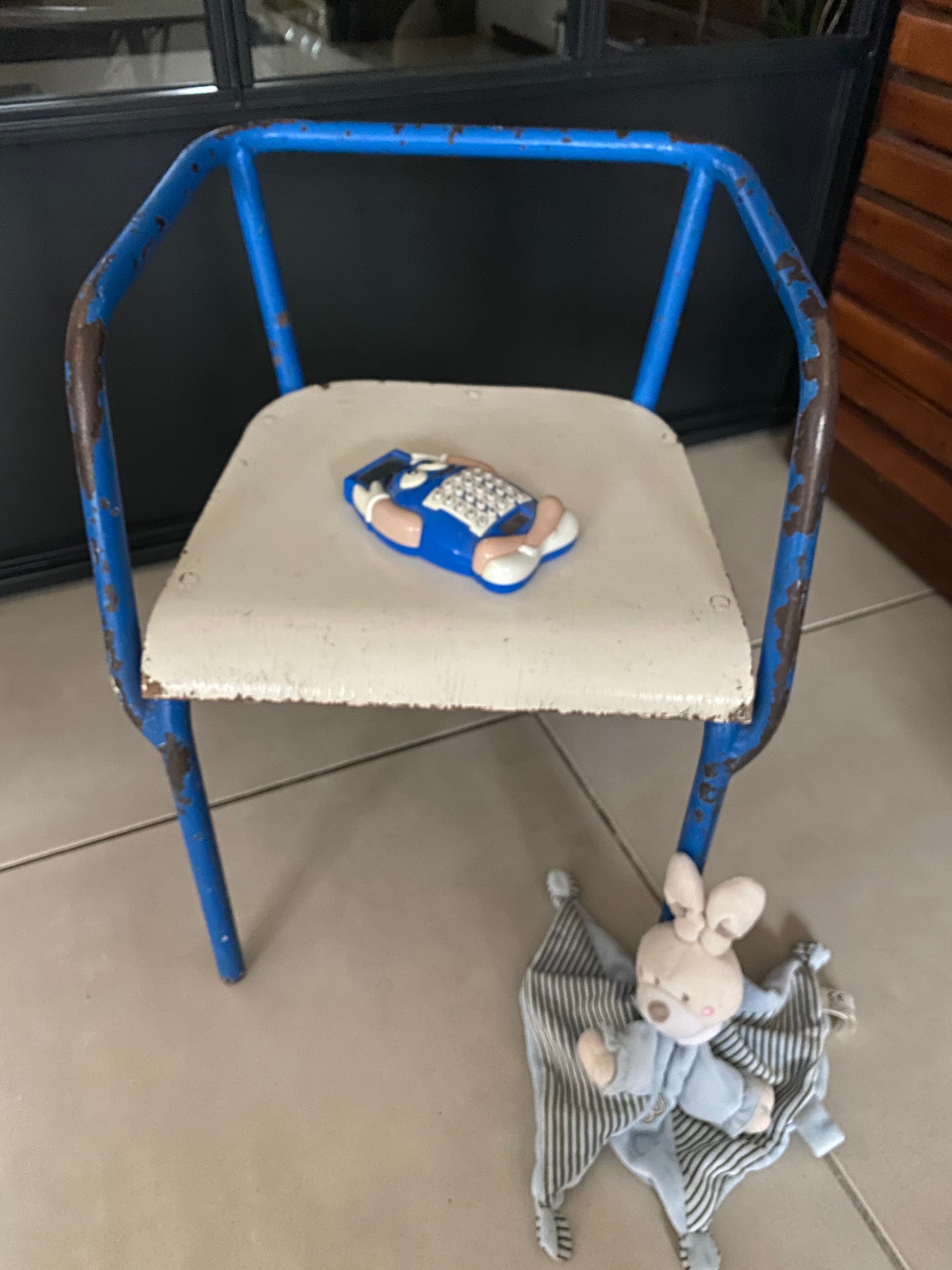 Blue metal child chair