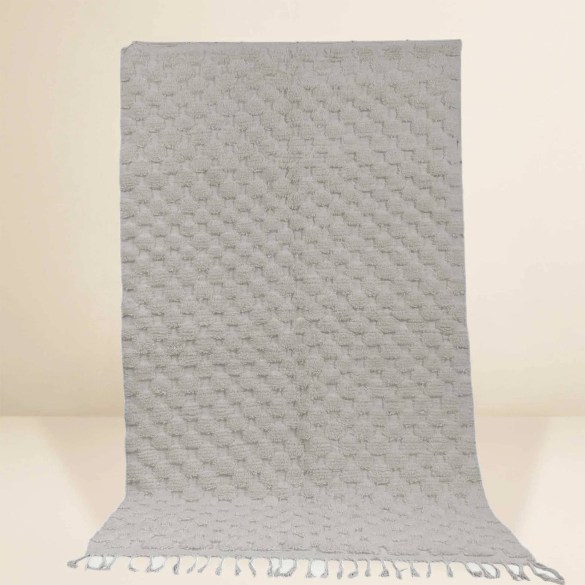 Tapis berbère Beni Ouarain • Motif texturé en carreaux blanc