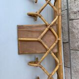 Vintage wicker coat holder with mirror
