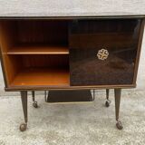Vintage display bar cabinet on wheels from the 60s/70s.