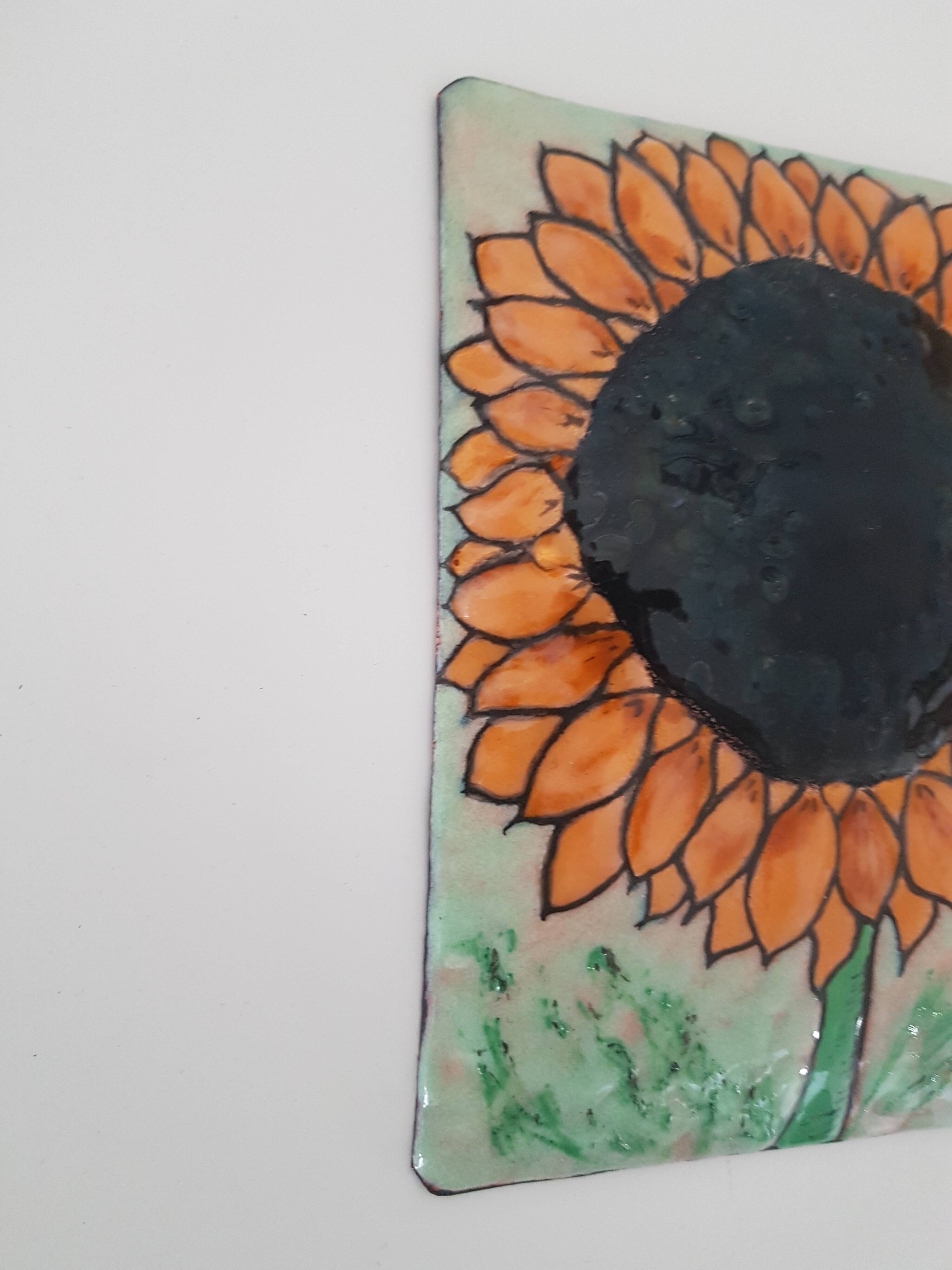 Sunflower enamel plaque