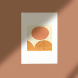 Abstract one-design illustration on dated and signed paper without frame