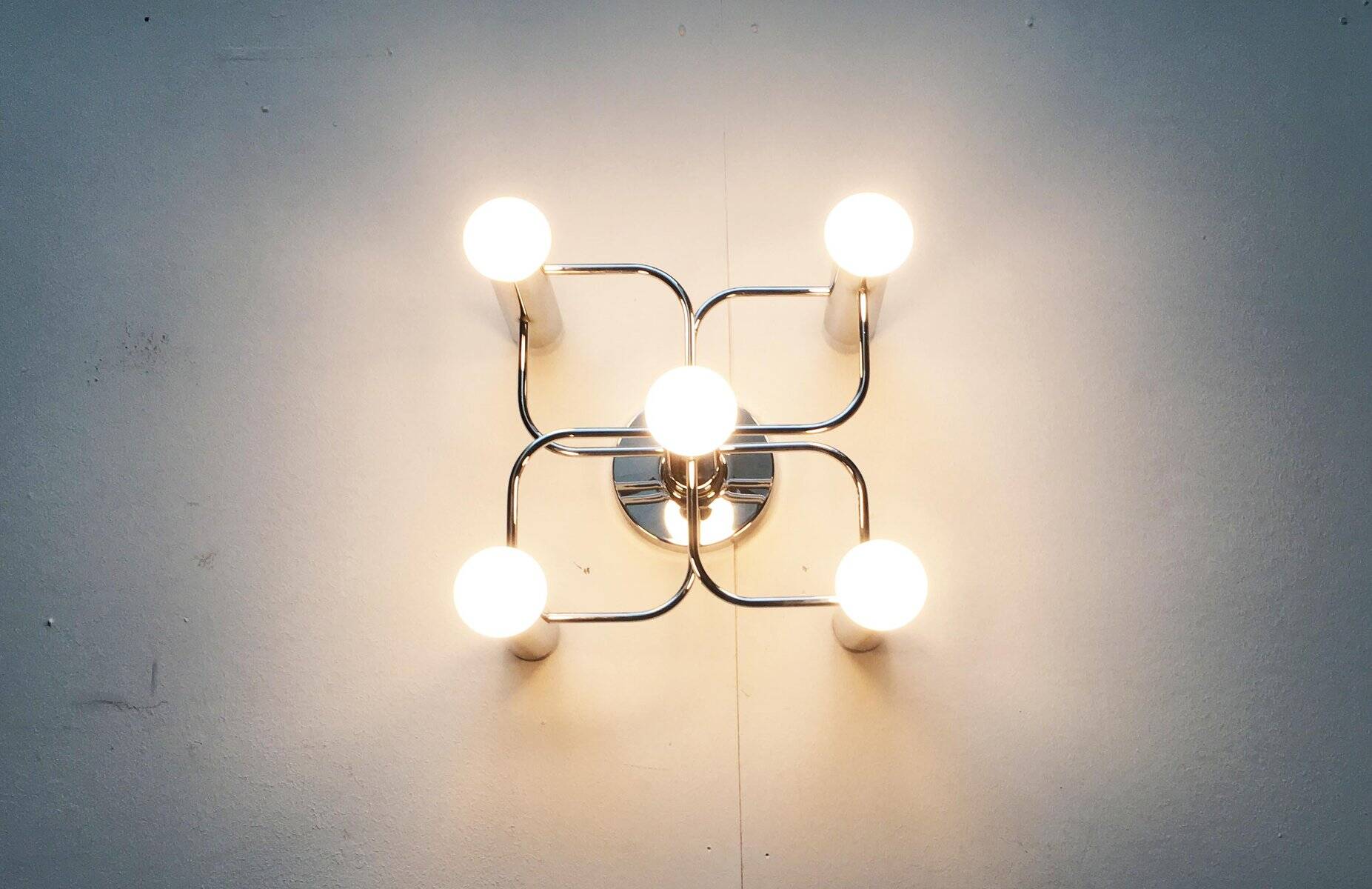 Vintage German Space Age ceiling lamp by Gaetano Sciolari for Leola, 1970s.