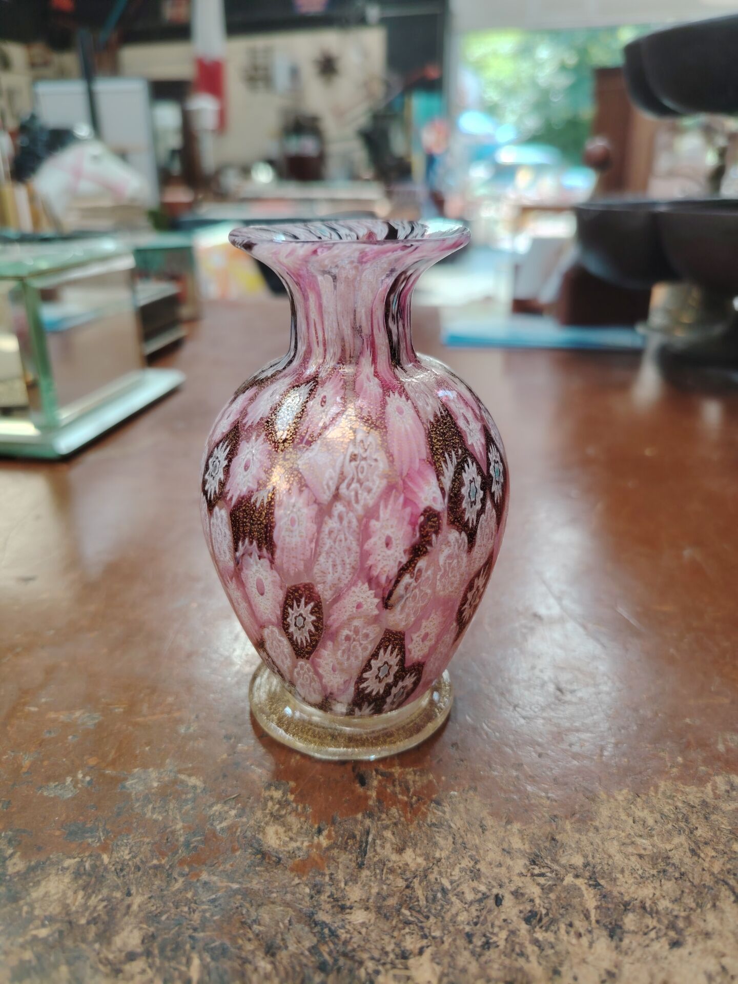 Small Murano Millefiori soliflore vase with gold inclusions – 1960