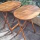 Oval teak wooden folding boat table 1970 Wooden side table sold individually