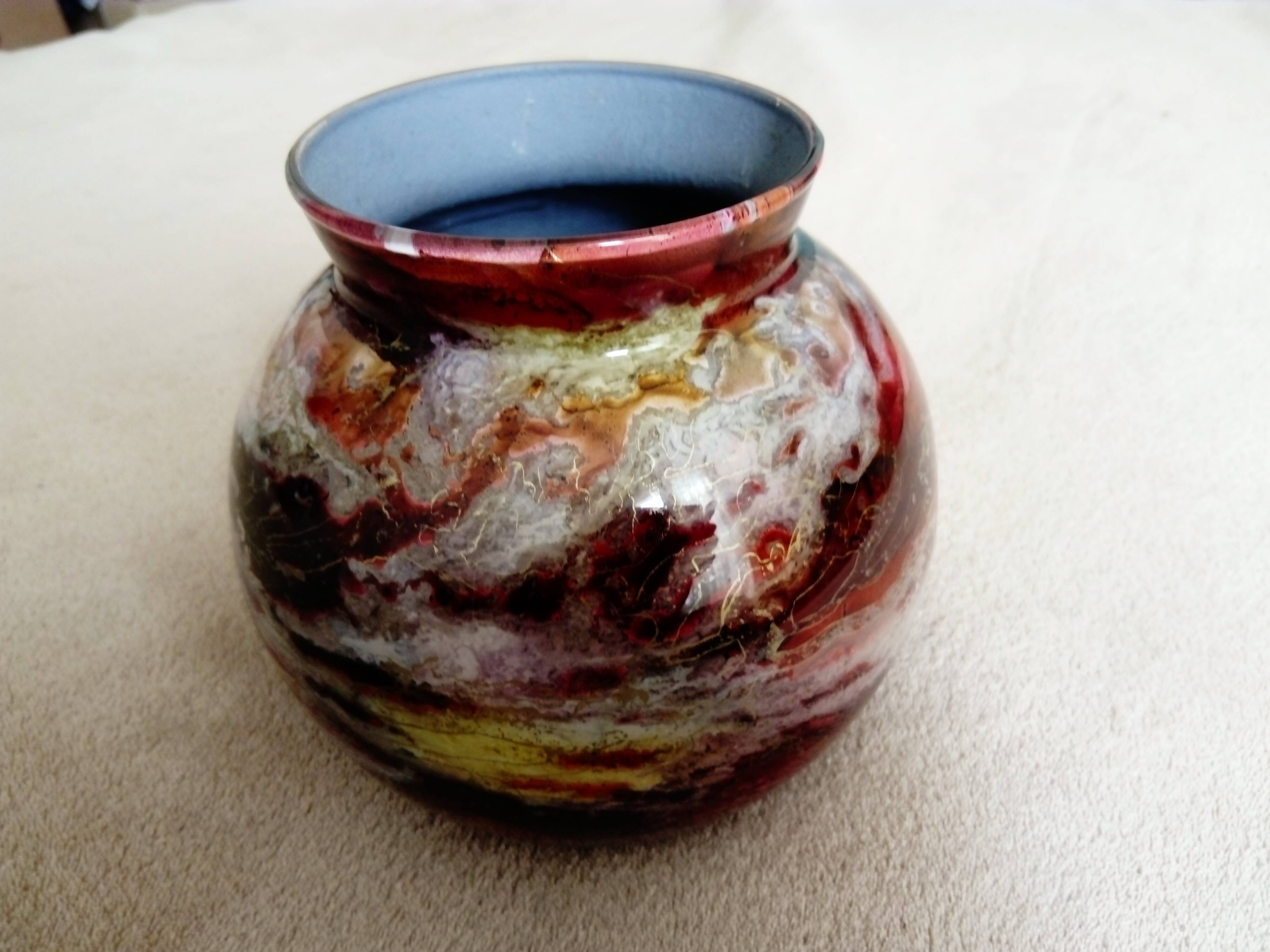 Lacquered glass ball vase by Jean Noel Bouillet