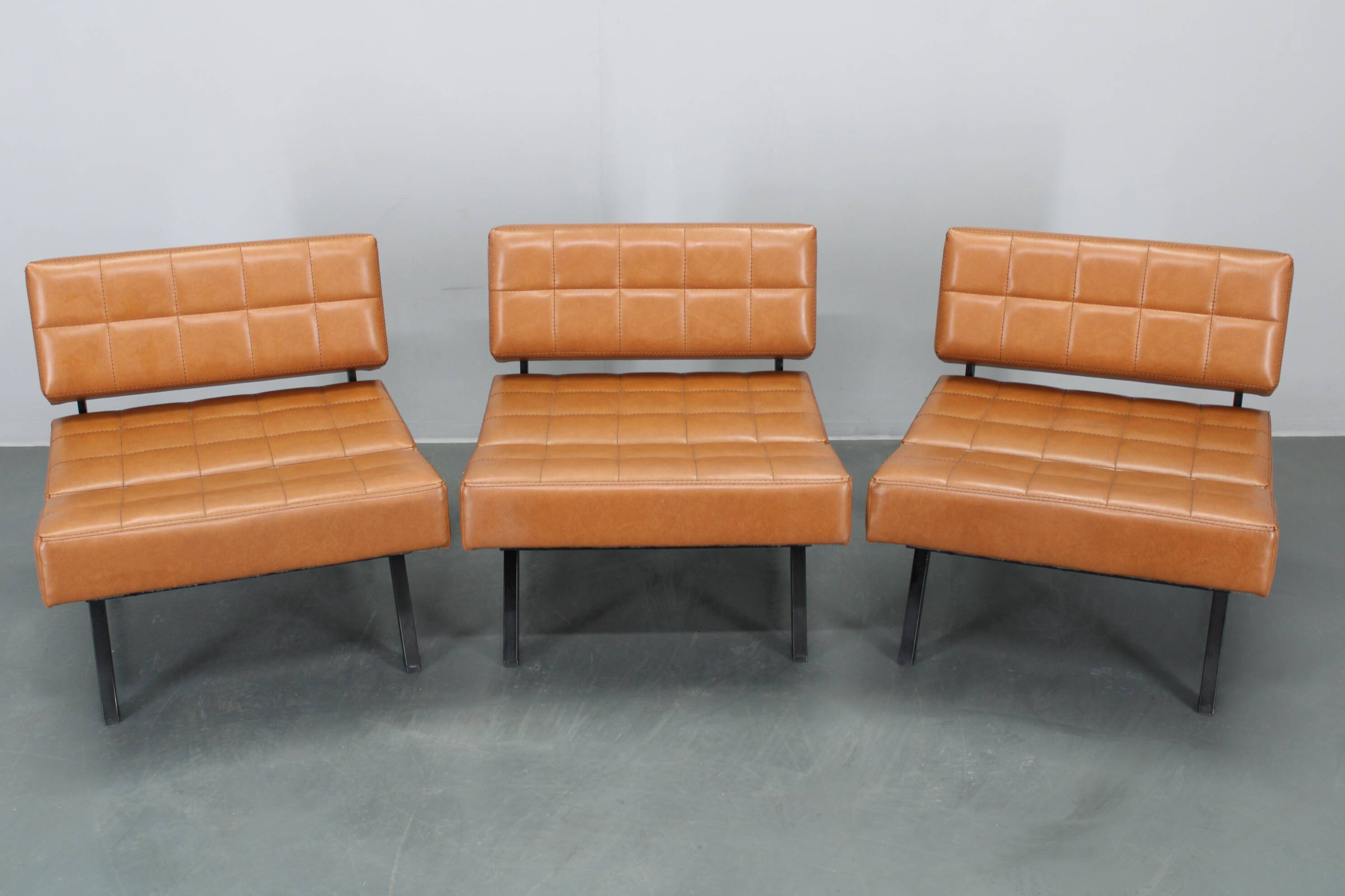 1970s Brevetti IPE Set Of Three RARE Convertible Lounge Chairs, Italy
