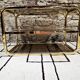 Brass coffee table with sliding top and smoked glass, 1970s vintage