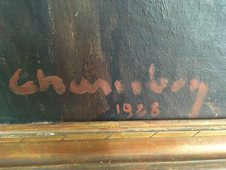 Old oil portrait early 20th century