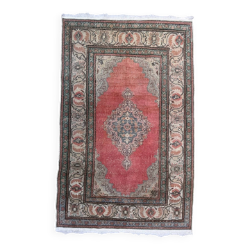 Tapis turc Oushak vintage 95x150 cm, tapis usé de la région d'Ushak, petit 2546