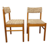 Pair of vintage Baumann chairs in wood and fabric from the 70s